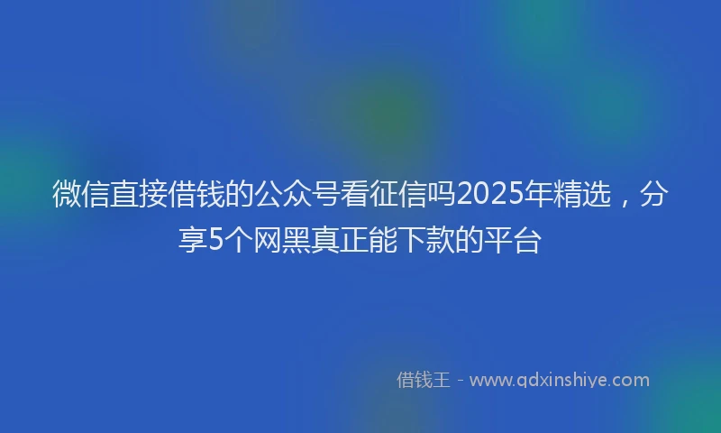 微信直接借钱的公众号看征信吗2025年精选，分享5个网黑真正能下款的平台
