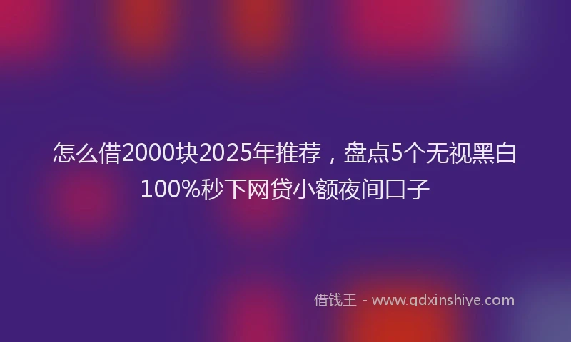 怎么借2000块2025年推荐，盘点5个无视黑白100%秒下网贷小额夜间口子