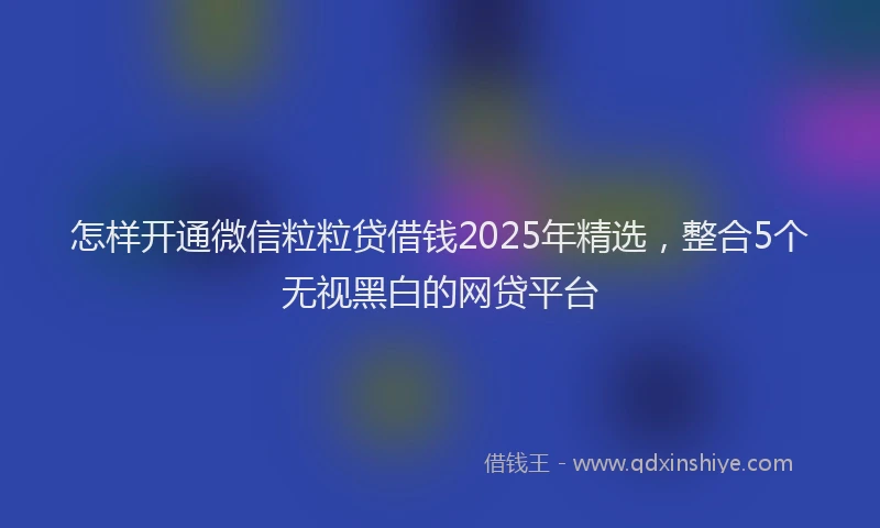怎样开通微信粒粒贷借钱2025年精选，整合5个无视黑白的网贷平台