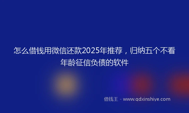 怎么借钱用微信还款2025年推荐，归纳五个不看年龄征信负债的软件