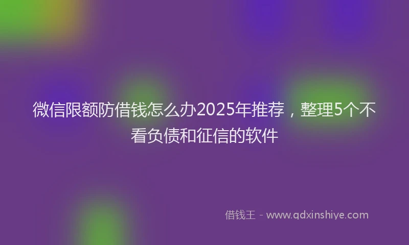 微信限额防借钱怎么办2025年推荐，整理5个不看负债和征信的软件