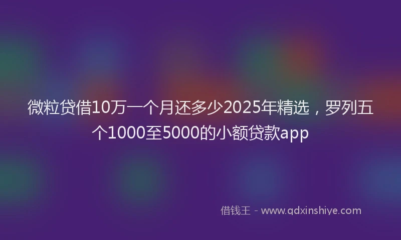 微粒贷借10万一个月还多少2025年精选，罗列五个1000至5000的小额贷款app