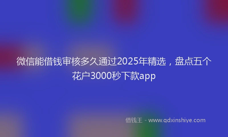 微信能借钱审核多久通过2025年精选，盘点五个花户3000秒下款app