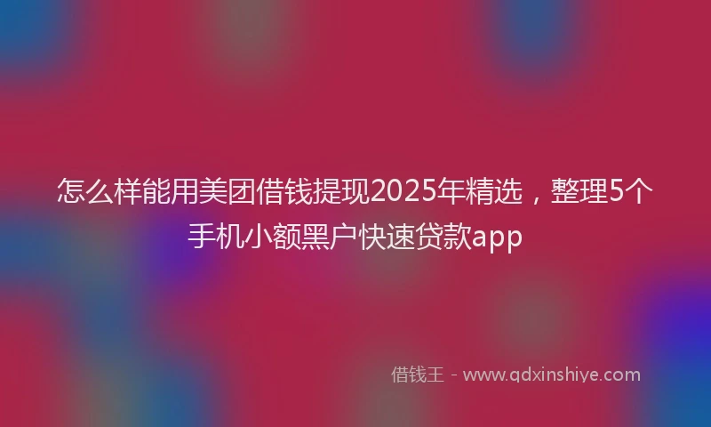 怎么样能用美团借钱提现2025年精选，整理5个手机小额黑户快速贷款app