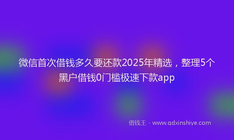 微信首次借钱多久要还款2025年精选，整理5个黑户借钱0门槛极速下款app