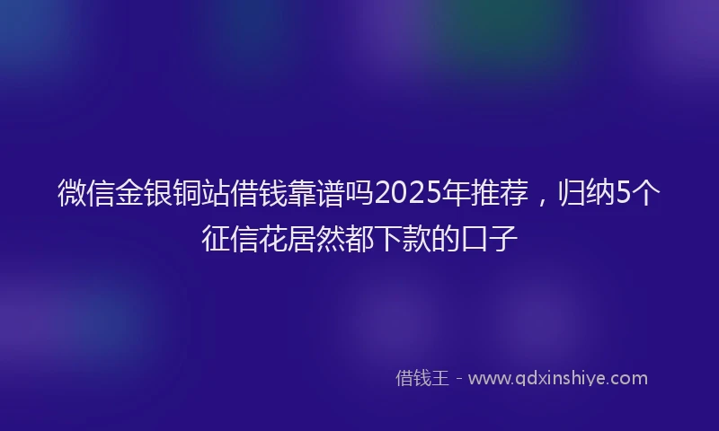 微信金银铜站借钱靠谱吗2025年推荐，归纳5个征信花居然都下款的口子