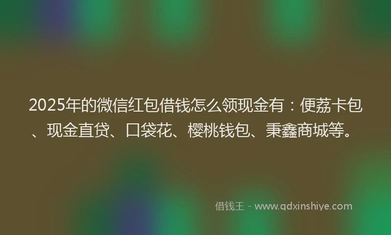2025年的微信红包借钱怎么领现金有：便荔卡包、现金直贷、口袋花、樱桃钱包、秉鑫商城等。