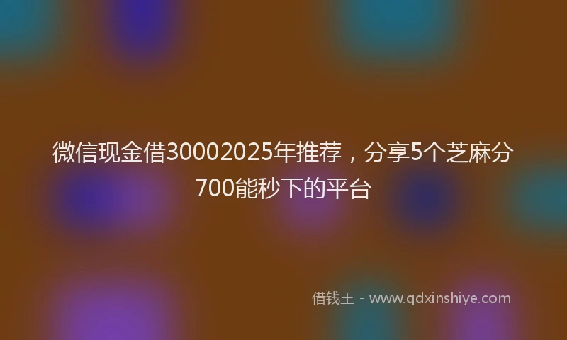 微信现金借30002025年推荐，分享5个芝麻分700能秒下的平台