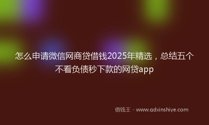 怎么申请微信网商贷借钱2025年精选，总结五个不看负债秒下款的网贷app
