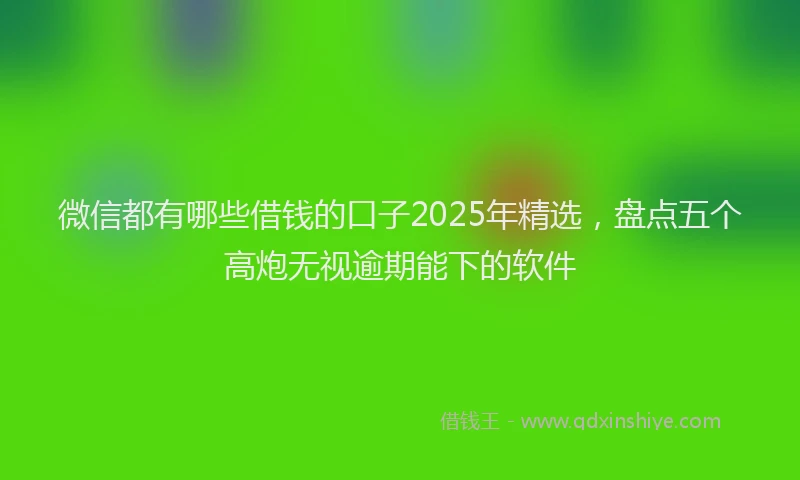 微信都有哪些借钱的口子2025年精选，盘点五个高炮无视逾期能下的软件