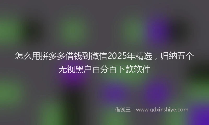 怎么用拼多多借钱到微信2025年精选，归纳五个无视黑户百分百下款软件