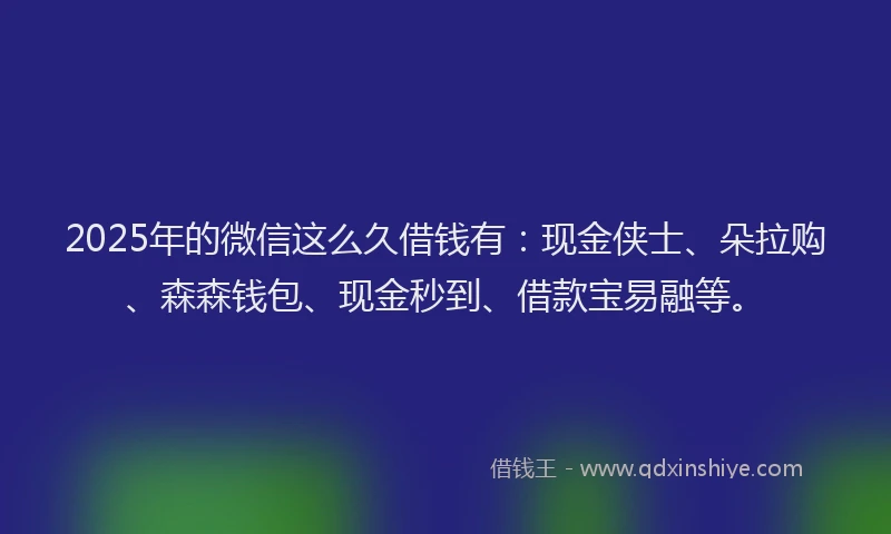 2025年的微信这么久借钱有：现金侠士、朵拉购、森森钱包、现金秒到、借款宝易融等。