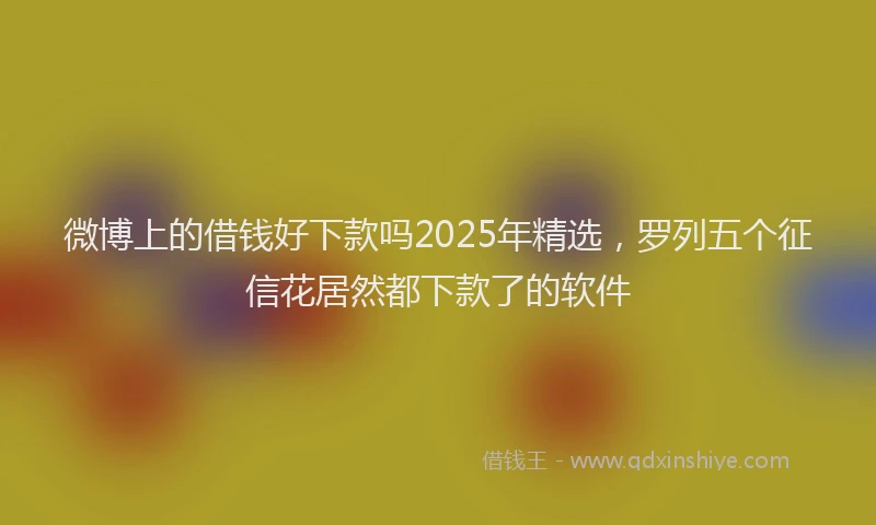 微博上的借钱好下款吗2025年精选，罗列五个征信花居然都下款了的软件