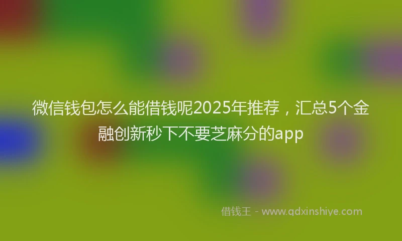 微信钱包怎么能借钱呢2025年推荐，汇总5个金融创新秒下不要芝麻分的app