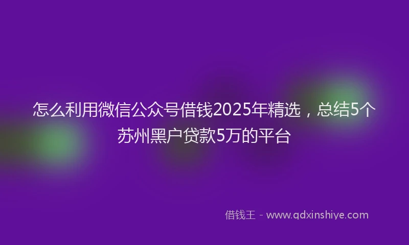 怎么利用微信公众号借钱2025年精选，总结5个苏州黑户贷款5万的平台