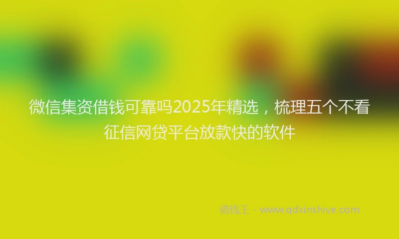 微信集资借钱可靠吗2025年精选，梳理五个不看征信网贷平台放款快的软件
