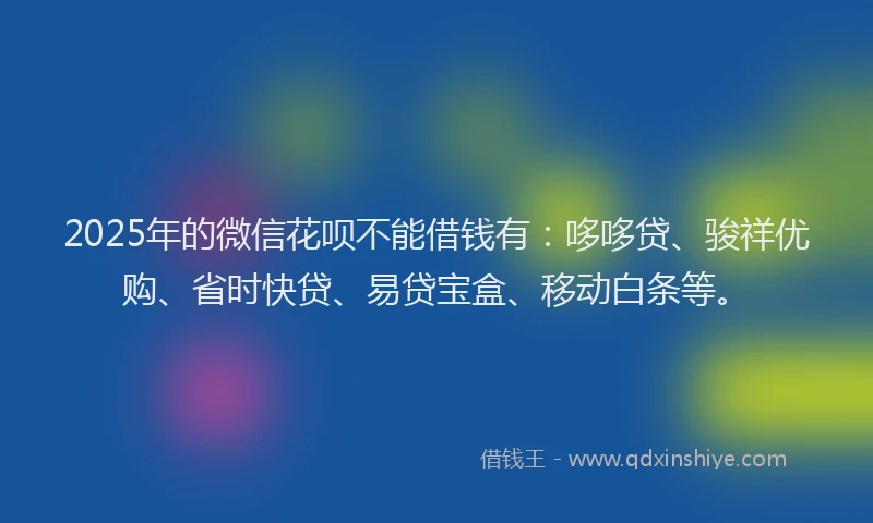 2025年的微信花呗不能借钱有：哆哆贷、骏祥优购、省时快贷、易贷宝盒、移动白条等。