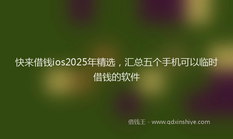 快来借钱ios2025年精选，汇总五个手机可以临时借钱的软件