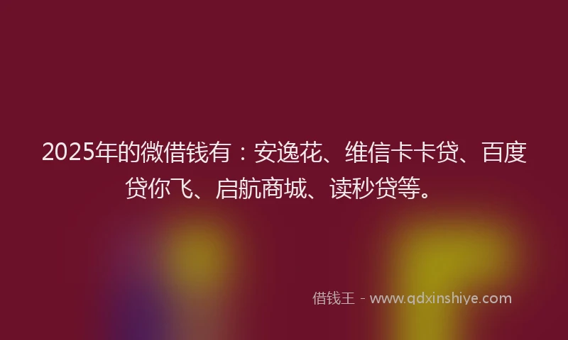 2025年的微借钱有：安逸花、维信卡卡贷、百度贷你飞、启航商城、读秒贷等。