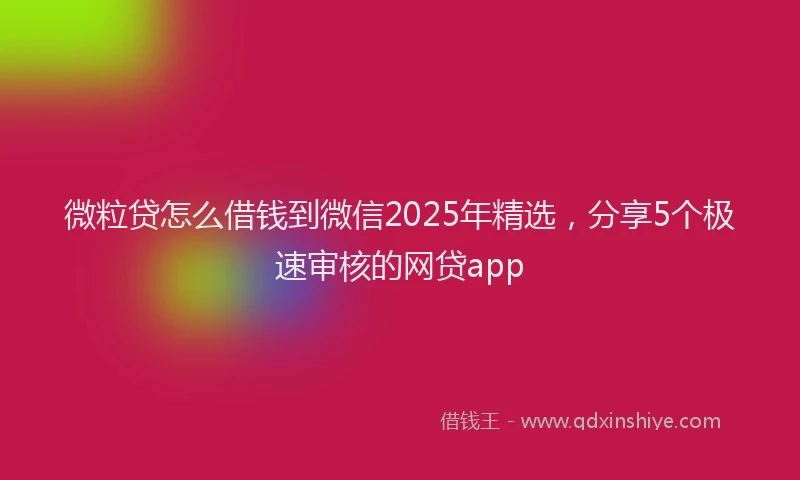 微粒贷怎么借钱到微信2025年精选，分享5个极速审核的网贷app
