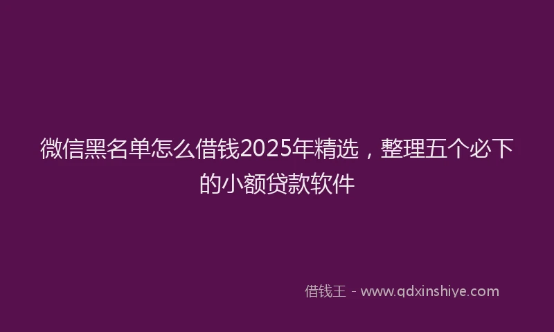 微信黑名单怎么借钱2025年精选，整理五个必下的小额贷款软件