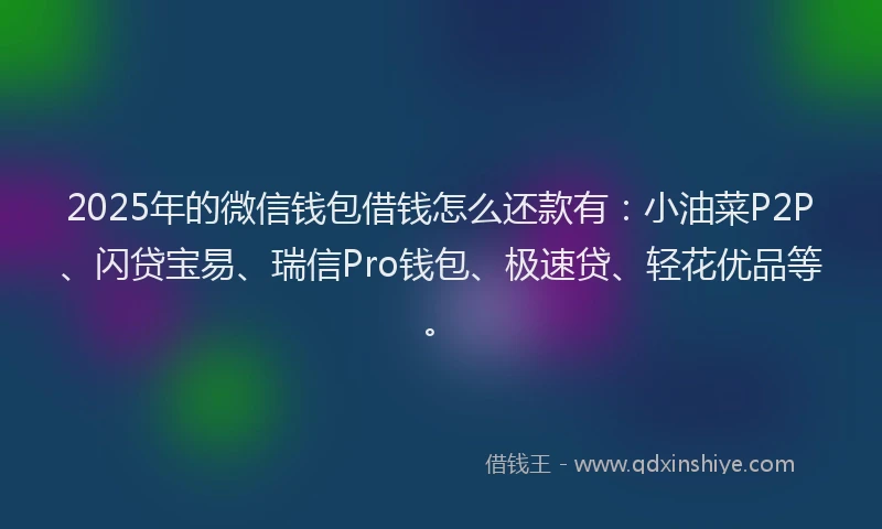2025年的微信钱包借钱怎么还款有：小油菜P2P、闪贷宝易、瑞信Pro钱包、极速贷、轻花优品等。