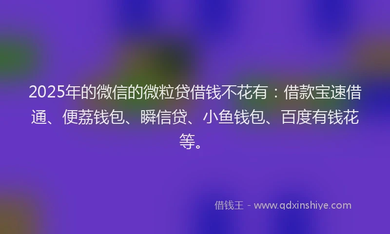 2025年的微信的微粒贷借钱不花有：借款宝速借通、便荔钱包、瞬信贷、小鱼钱包、百度有钱花等。