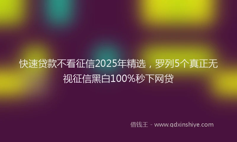 快速贷款不看征信2025年精选，罗列5个真正无视征信黑白100%秒下网贷