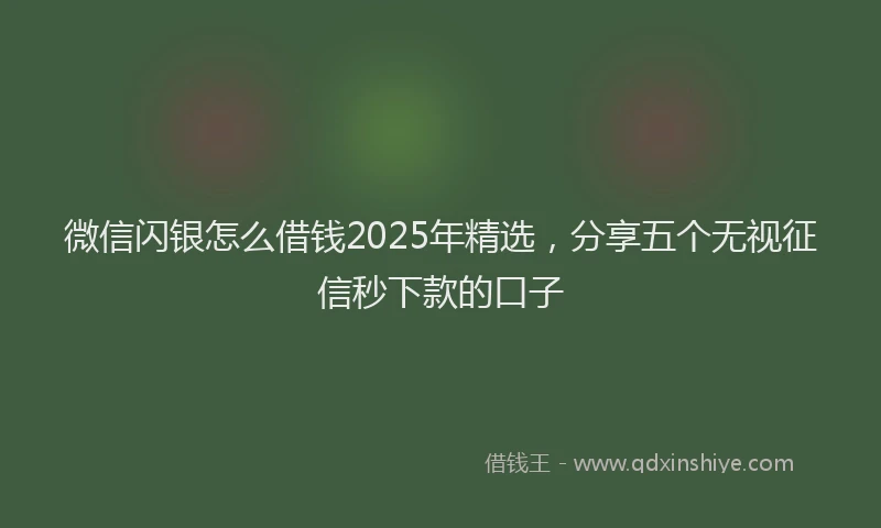 微信闪银怎么借钱2025年精选，分享五个无视征信秒下款的口子