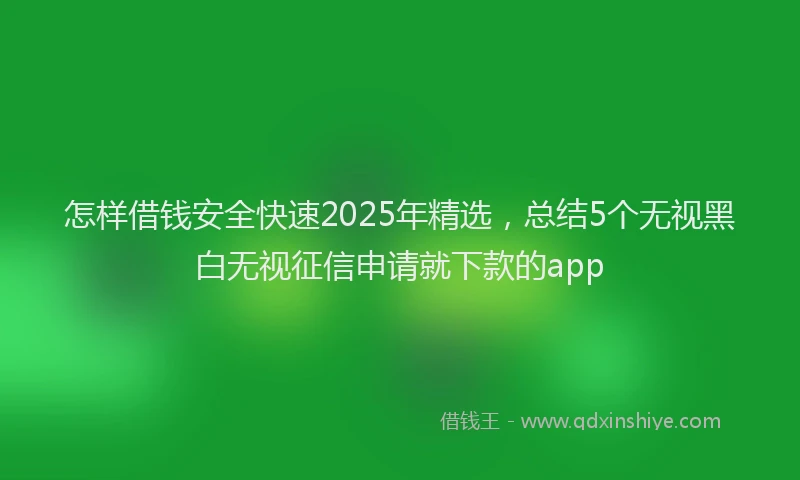怎样借钱安全快速2025年精选，总结5个无视黑白无视征信申请就下款的app