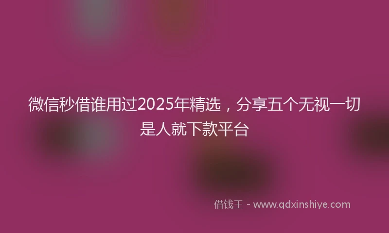 微信秒借谁用过2025年精选，分享五个无视一切是人就下款平台
