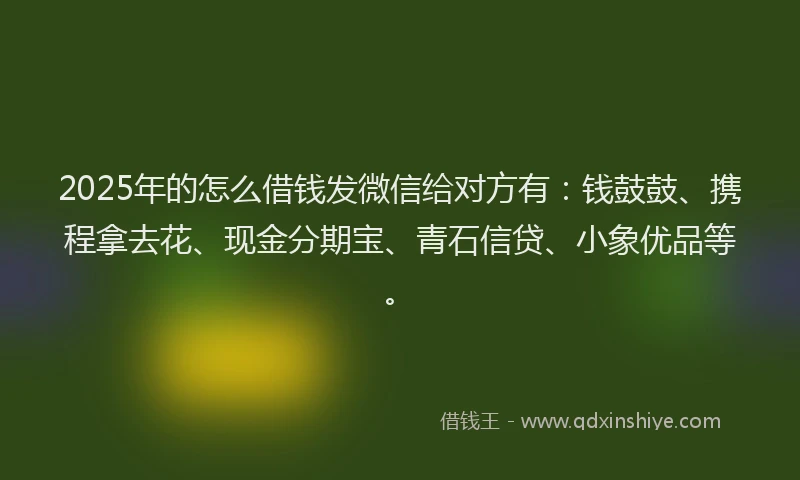 2025年的怎么借钱发微信给对方有：钱鼓鼓、携程拿去花、现金分期宝、青石信贷、小象优品等。