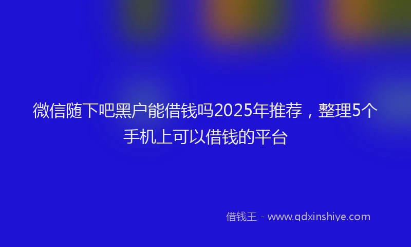 微信随下吧黑户能借钱吗2025年推荐，整理5个手机上可以借钱的平台