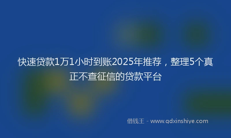 快速贷款1万1小时到账2025年推荐，整理5个真正不查征信的贷款平台