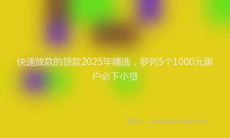 快速放款的贷款2025年精选，罗列5个1000元黑户必下小贷