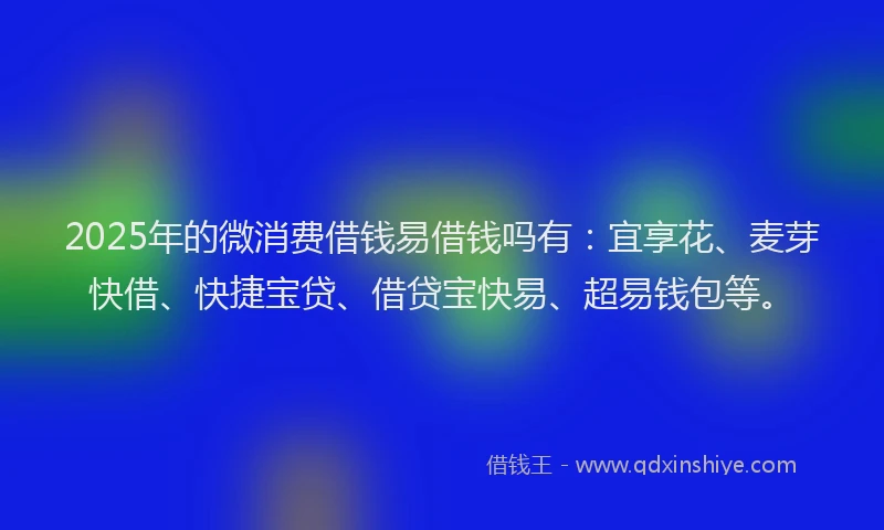 2025年的微消费借钱易借钱吗有：宜享花、麦芽快借、快捷宝贷、借贷宝快易、超易钱包等。