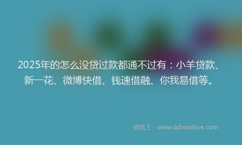 2025年的怎么没贷过款都通不过有：小羊贷款、新一花、微博快借、钱速借融、你我易借等。