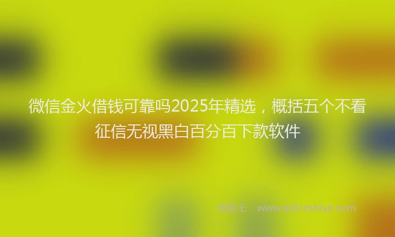 微信金火借钱可靠吗2025年精选，概括五个不看征信无视黑白百分百下款软件