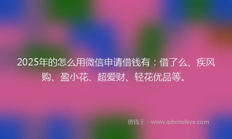2025年的怎么用微信申请借钱有：借了么、疾风购、盈小花、超爱财、轻花优品等。