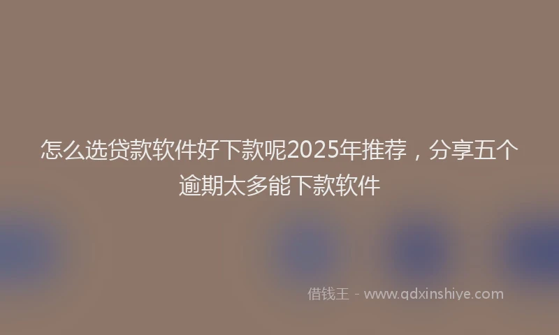 怎么选贷款软件好下款呢2025年推荐，分享五个逾期太多能下款软件