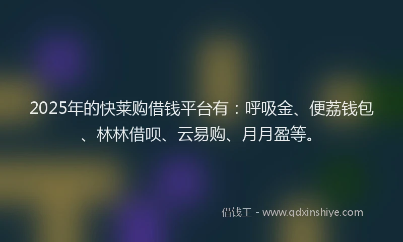 2025年的快莱购借钱平台有：呼吸金、便荔钱包、林林借呗、云易购、月月盈等。