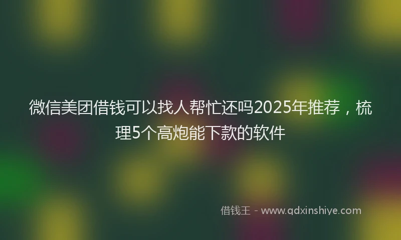 微信美团借钱可以找人帮忙还吗2025年推荐，梳理5个高炮能下款的软件