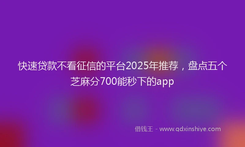快速贷款不看征信的平台2025年推荐，盘点五个芝麻分700能秒下的app