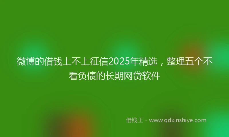 微博的借钱上不上征信2025年精选，整理五个不看负债的长期网贷软件