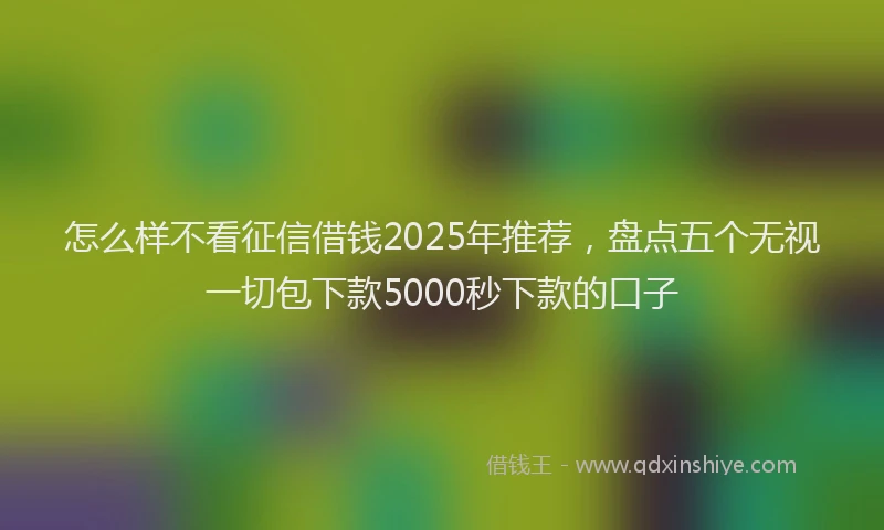 怎么样不看征信借钱2025年推荐，盘点五个无视一切包下款5000秒下款的口子