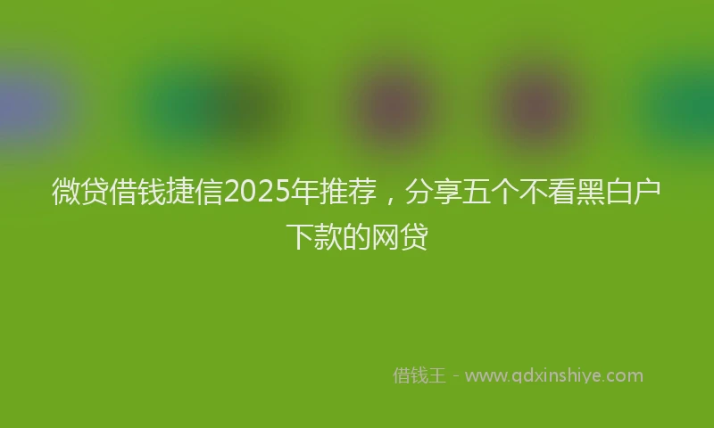 微贷借钱捷信2025年推荐，分享五个不看黑白户下款的网贷