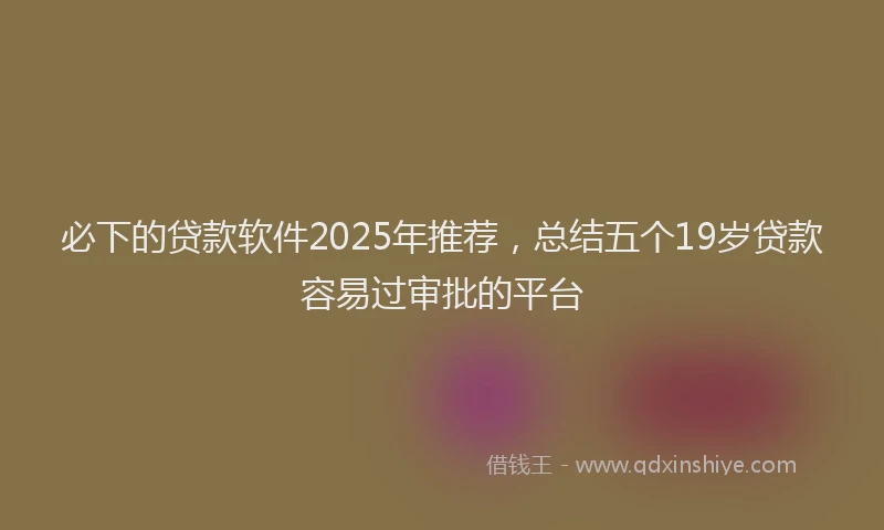 必下的贷款软件2025年推荐，总结五个19岁贷款容易过审批的平台