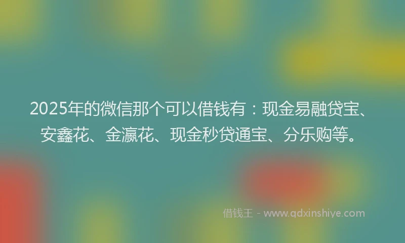2025年的微信那个可以借钱有：现金易融贷宝、安鑫花、金瀛花、现金秒贷通宝、分乐购等。