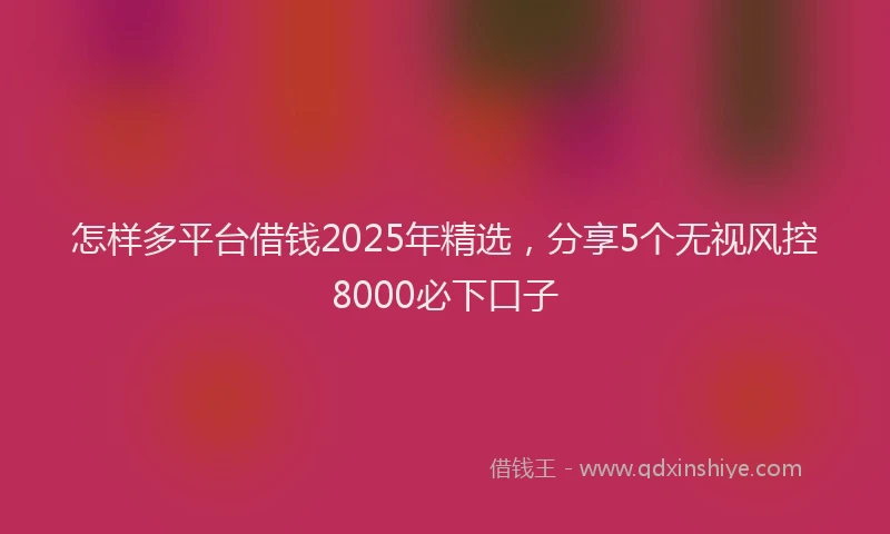 怎样多平台借钱2025年精选，分享5个无视风控8000必下口子
