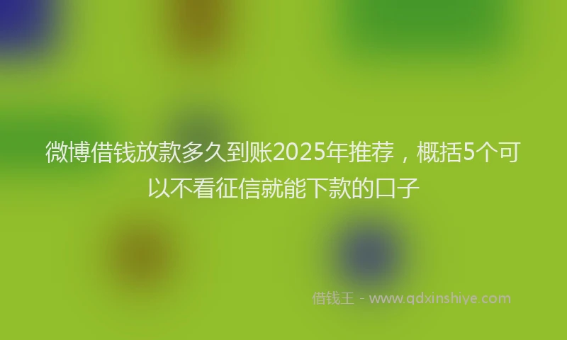 微博借钱放款多久到账2025年推荐，概括5个可以不看征信就能下款的口子
